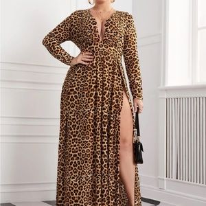 Plus size long cotton knit dress